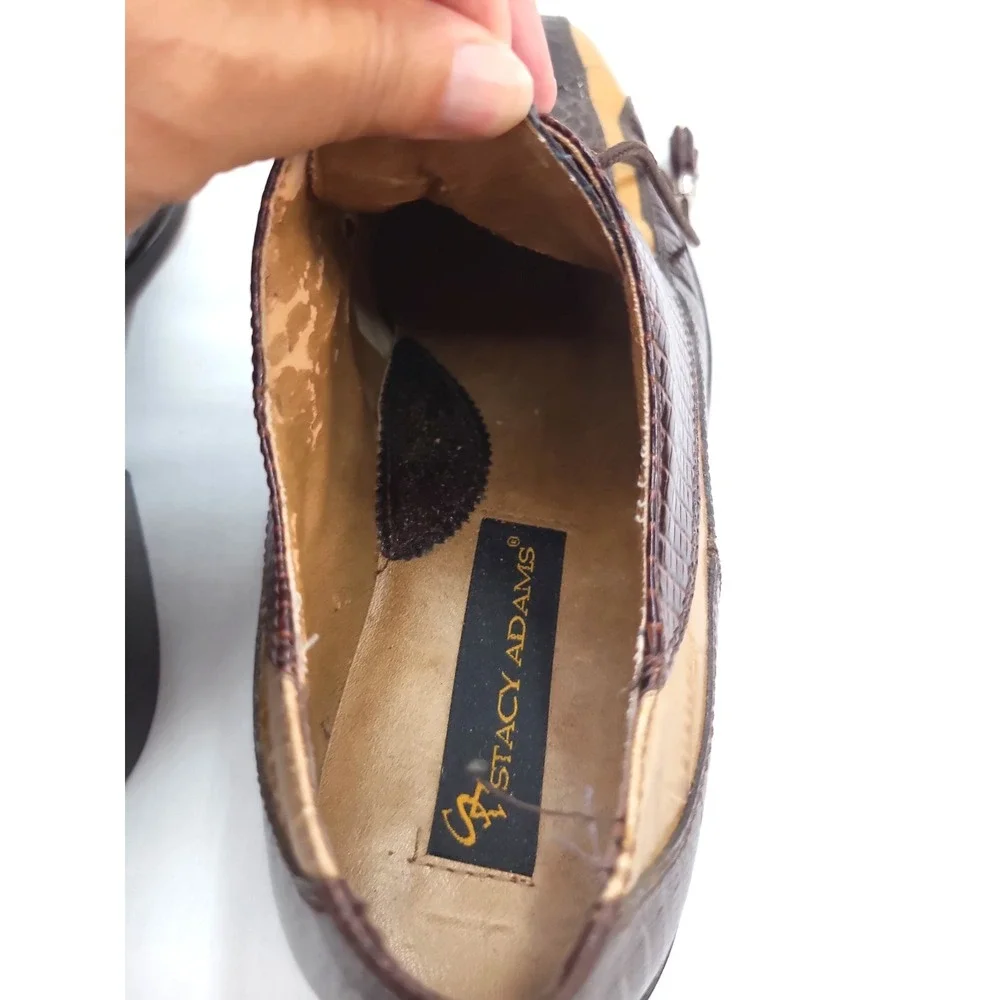 Stacy Adams Genuine Snakeskin Dress Shoes Two Tone Brown Tan 9.5 M **READ**